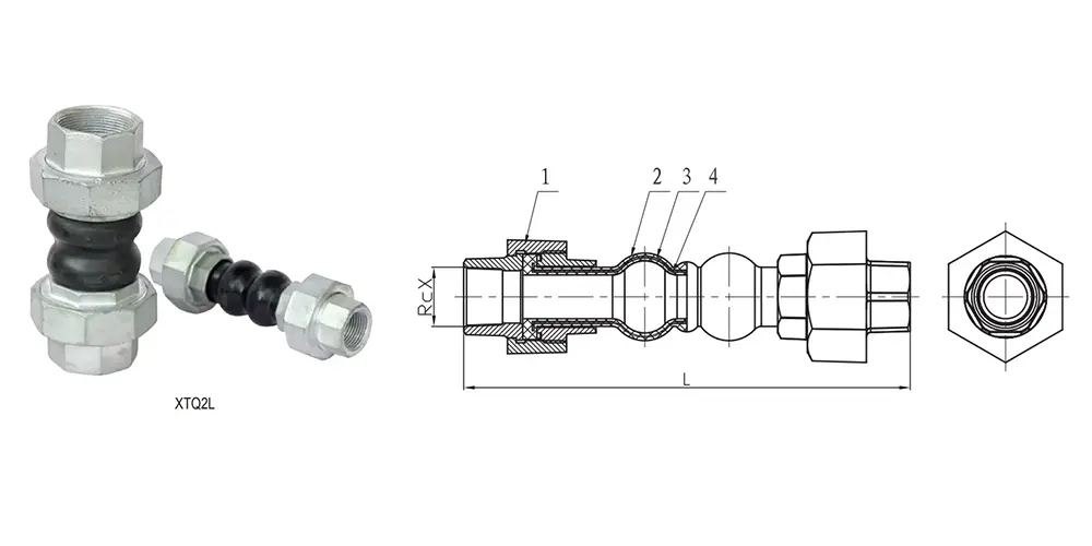 Flexible Rubber Joint Twin Sphere Union-Screw End Connection